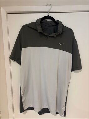 Nike Two-Tone Performance Polo Shirt - Dark Gray & Light Gray - Small rip